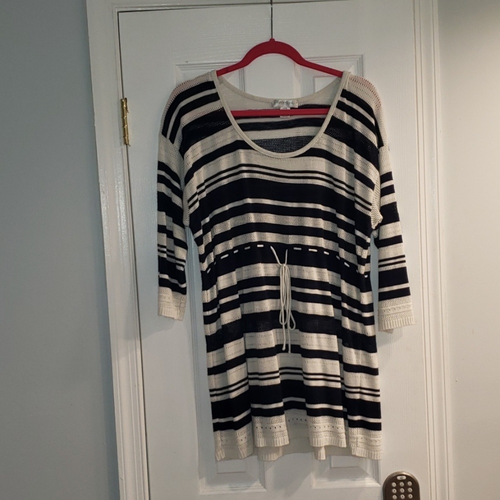 Navy & White Striped Lightweight Sweater Tunic